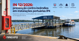 Logo da FIREXPO sobre imagem de instalação portuária pública de pequeno porte IP4.